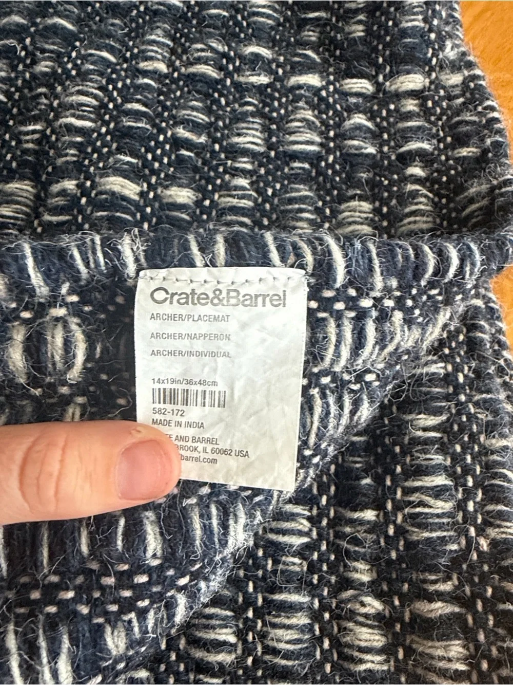 Crate & Barrel Set of 4 Textured Woven Placemats | Black & Ivory | Modern Farmho